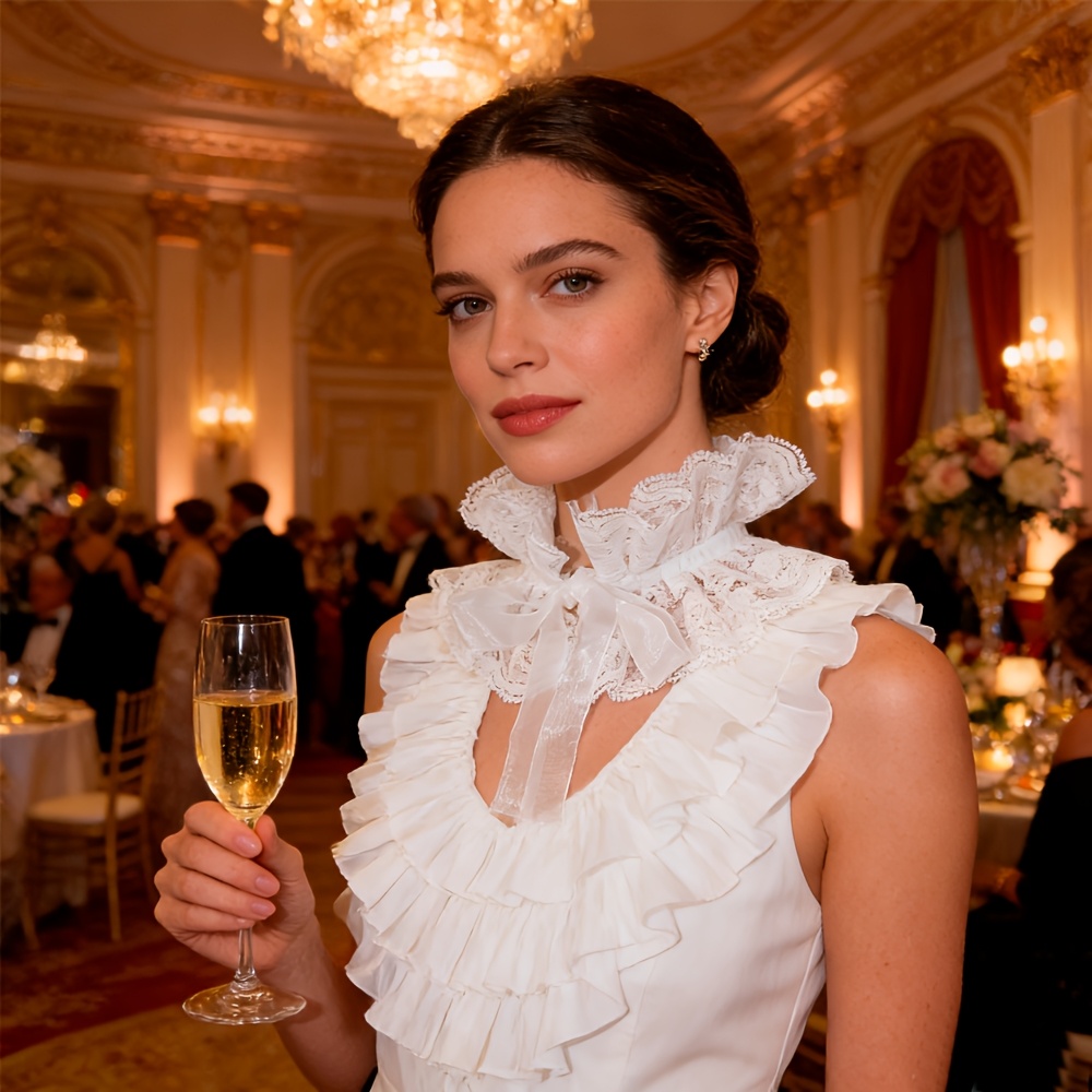 Women's Vintage White Lace Ruffled Collar Necklace